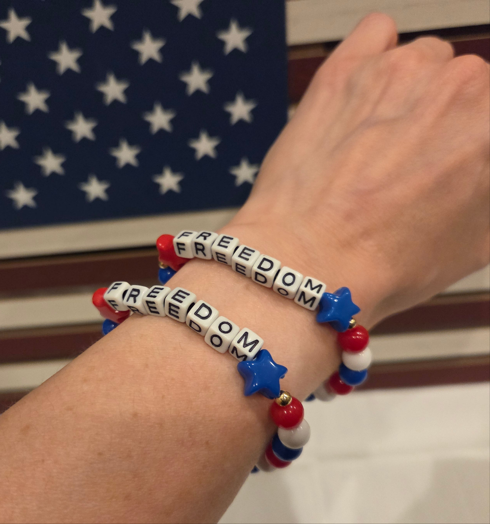 Red, White, and Blue "Freedom" Elastic Bracelet