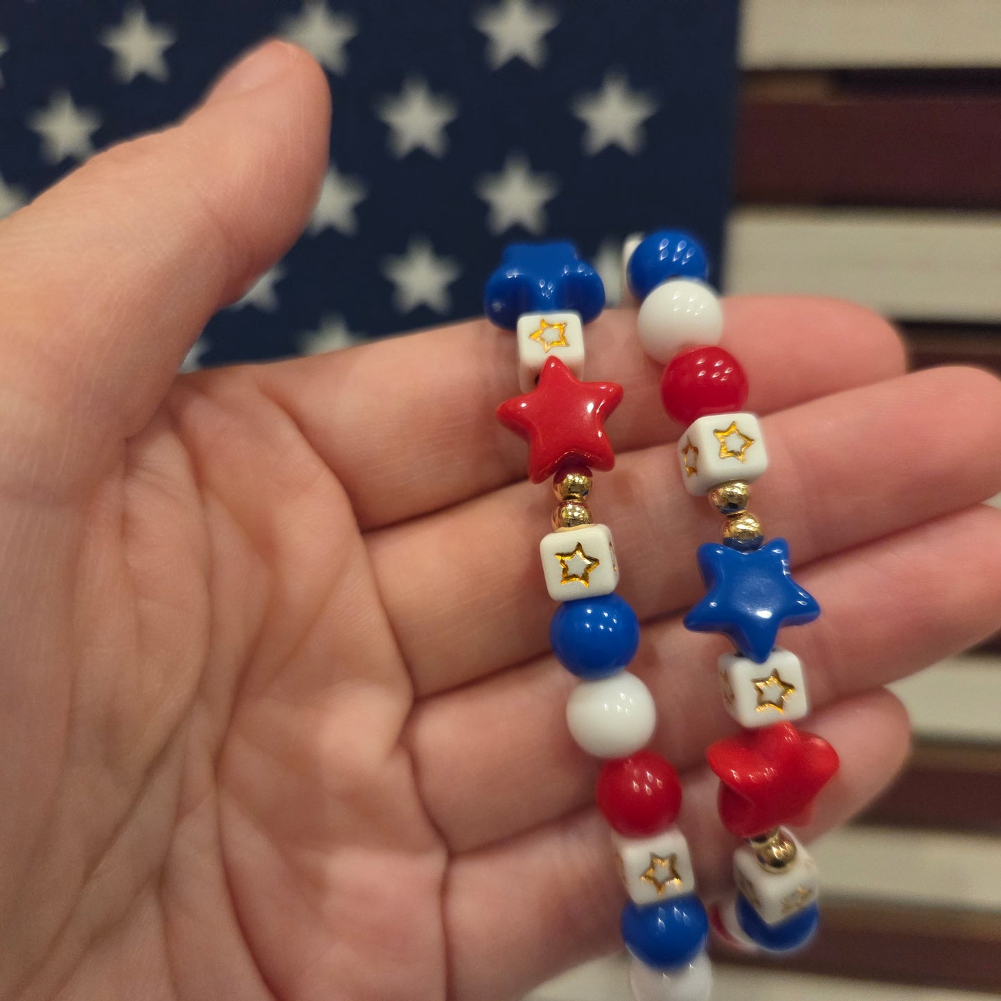 Red, White, and Blue Stars Elastic Bracelet