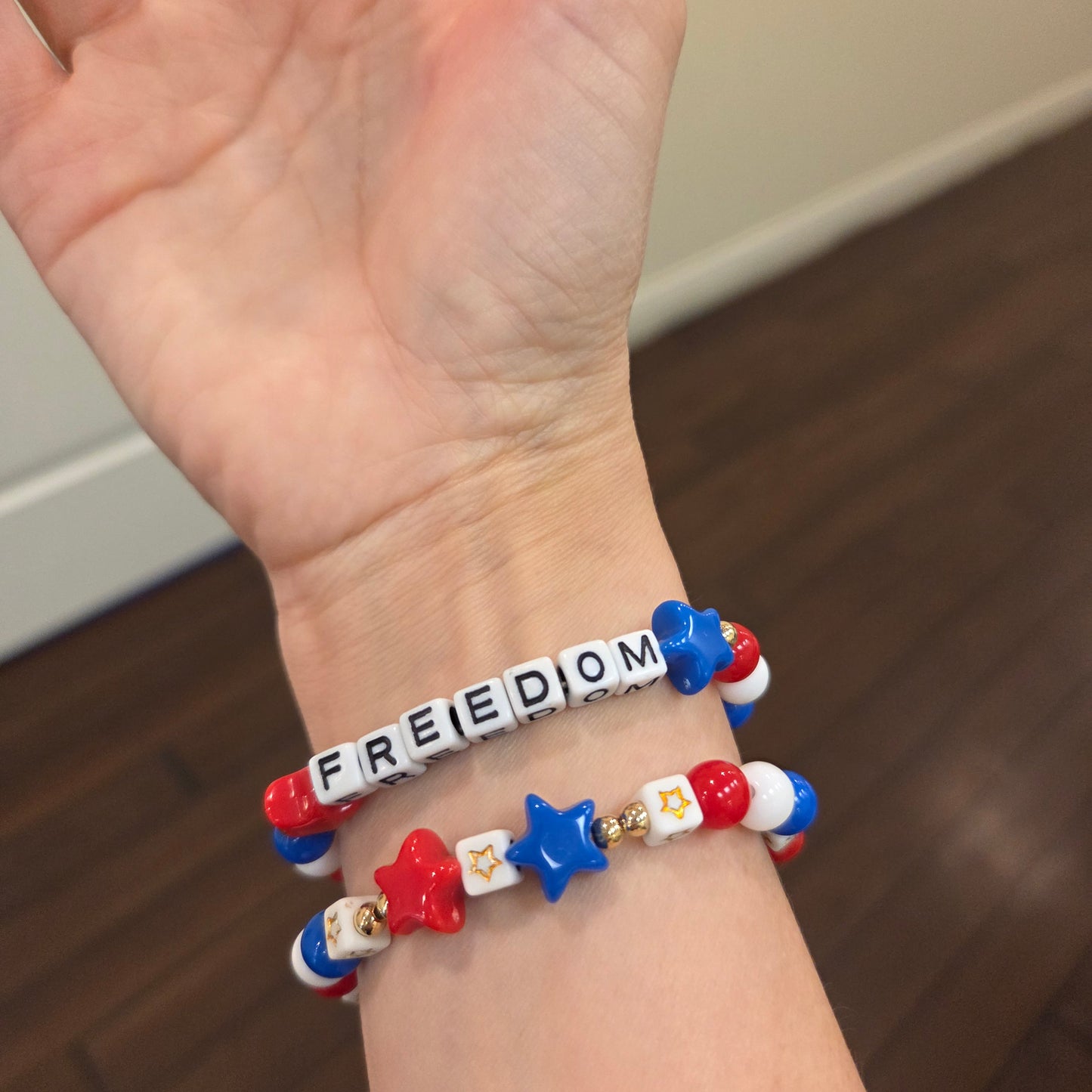 Red, White, and Blue "Freedom" Elastic Bracelet