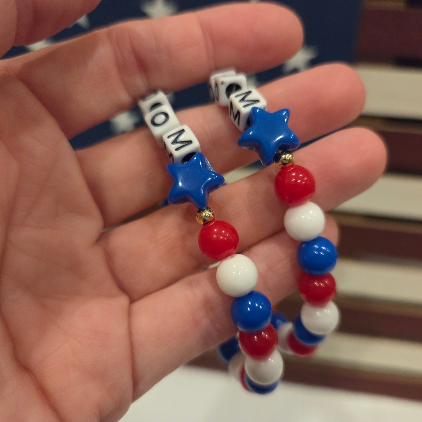 Red, White, and Blue "Freedom" Elastic Bracelet