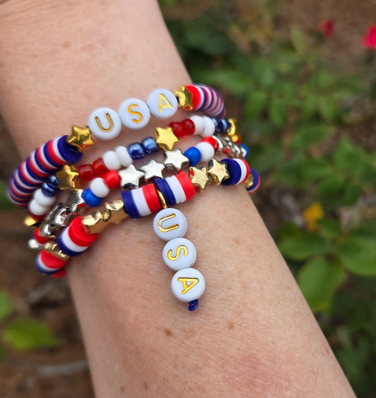 Patriotic Elastic Bracelet Set
