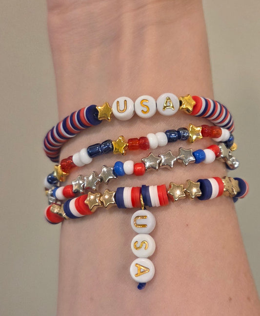 Patriotic Elastic Bracelet Set